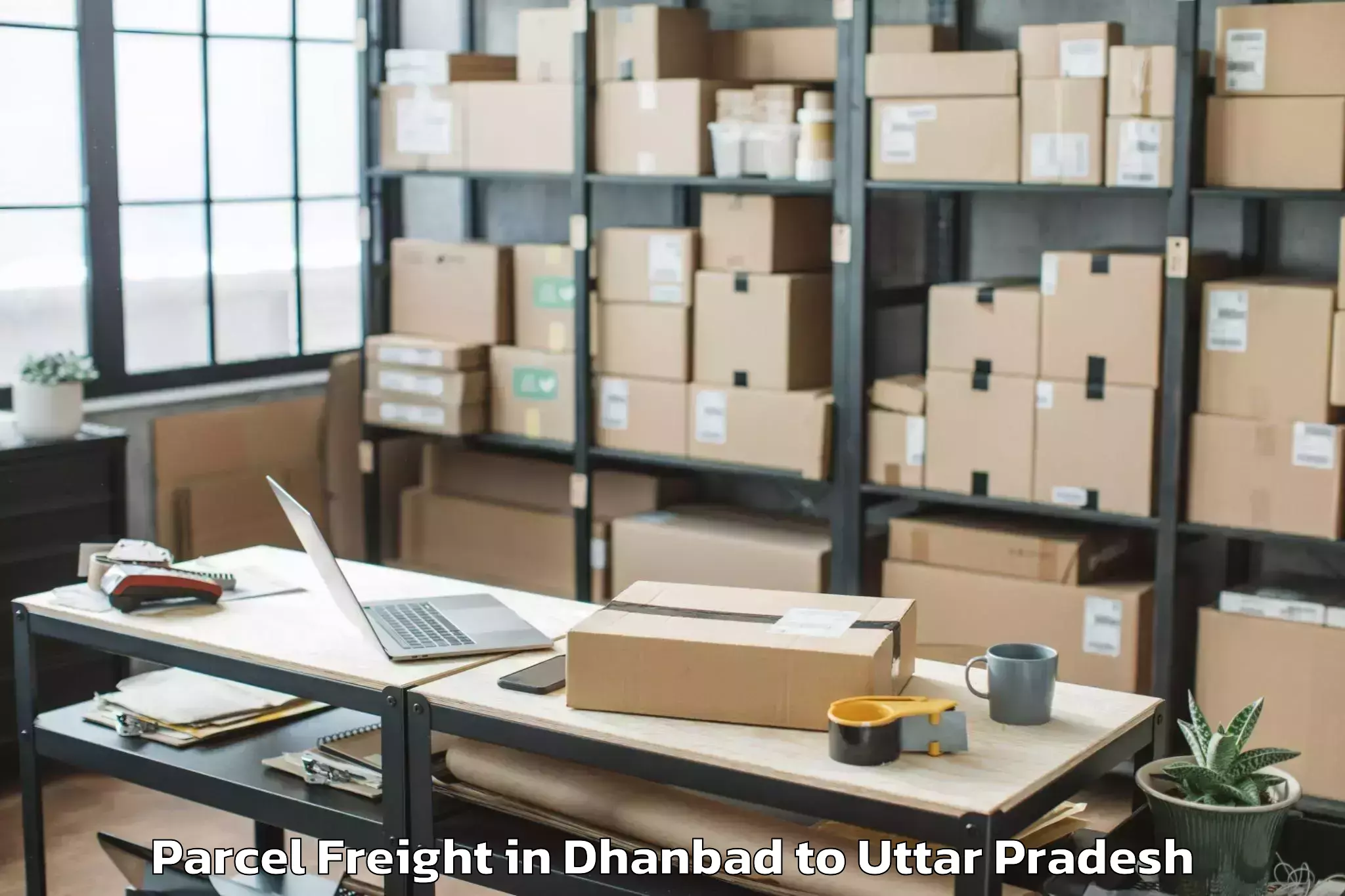 Easy Dhanbad to Agra Parcel Freight Booking